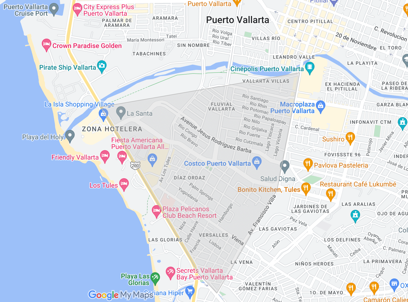 map of puerto vallarta real estate popular regions